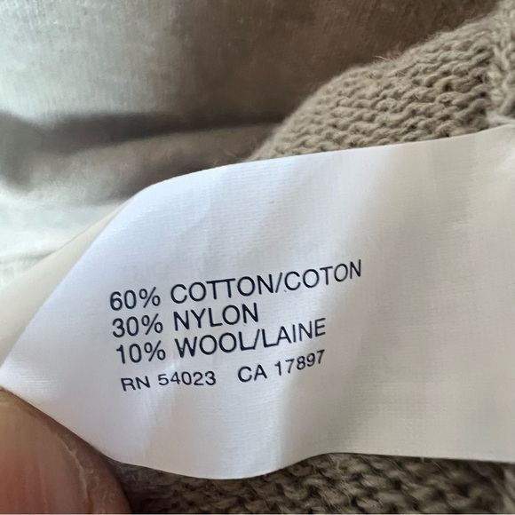 Gap Mens Sweater Large Tan Henley Wool Blend Double Elbows Mock Neck Pockets - Picture 7 of 12